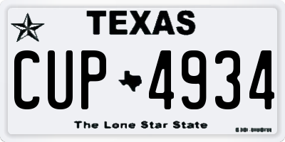 TX license plate CUP4934