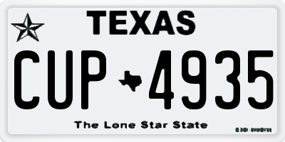 TX license plate CUP4935