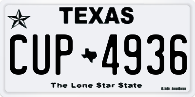 TX license plate CUP4936