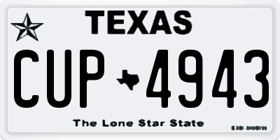 TX license plate CUP4943