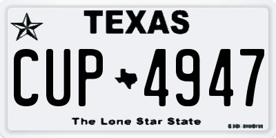 TX license plate CUP4947