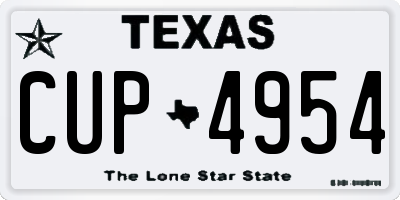 TX license plate CUP4954