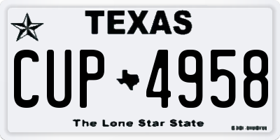 TX license plate CUP4958