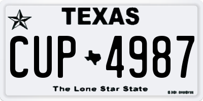 TX license plate CUP4987