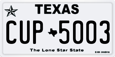 TX license plate CUP5003