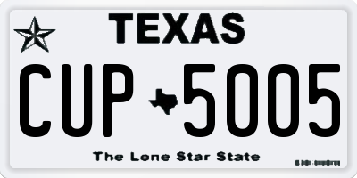 TX license plate CUP5005