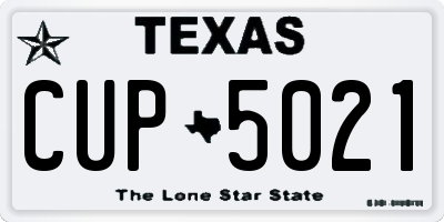 TX license plate CUP5021