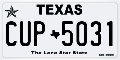 TX license plate CUP5031