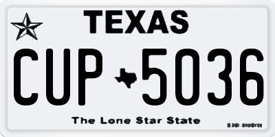 TX license plate CUP5036
