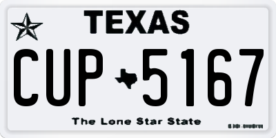TX license plate CUP5167