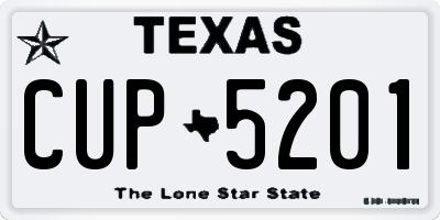 TX license plate CUP5201