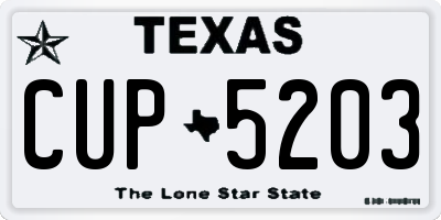 TX license plate CUP5203