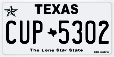 TX license plate CUP5302