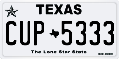 TX license plate CUP5333
