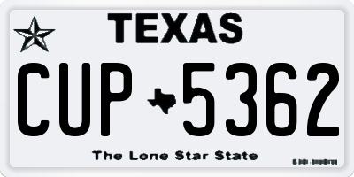 TX license plate CUP5362