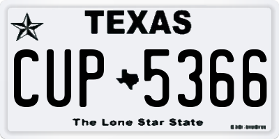 TX license plate CUP5366
