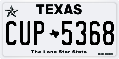 TX license plate CUP5368