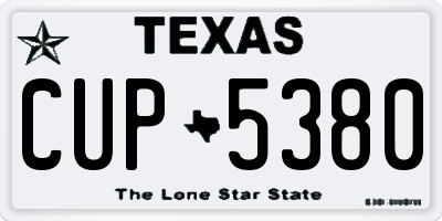 TX license plate CUP5380