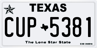 TX license plate CUP5381
