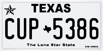 TX license plate CUP5386
