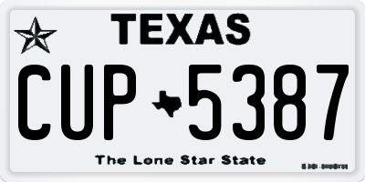 TX license plate CUP5387