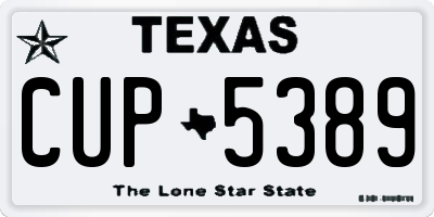 TX license plate CUP5389