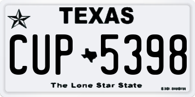 TX license plate CUP5398