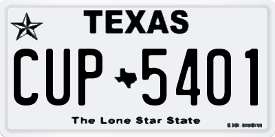 TX license plate CUP5401