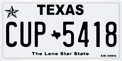 TX license plate CUP5418