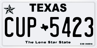 TX license plate CUP5423