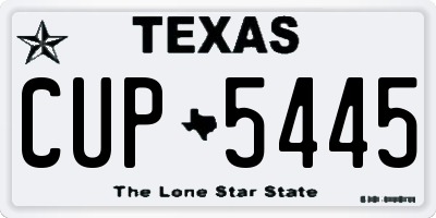 TX license plate CUP5445