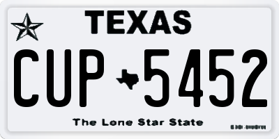 TX license plate CUP5452