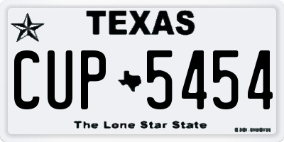 TX license plate CUP5454