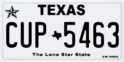 TX license plate CUP5463