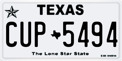 TX license plate CUP5494