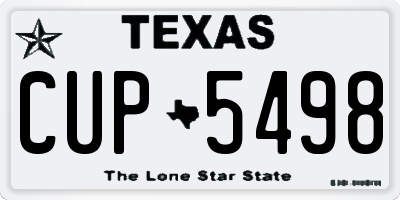 TX license plate CUP5498