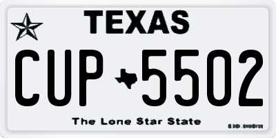 TX license plate CUP5502