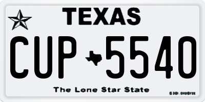 TX license plate CUP5540