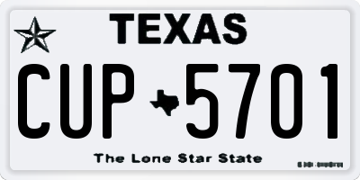 TX license plate CUP5701