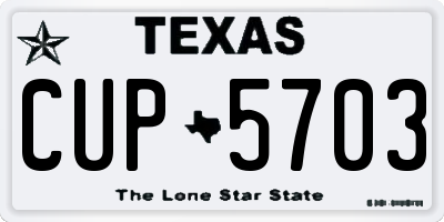 TX license plate CUP5703