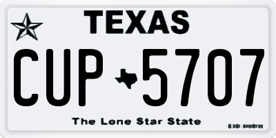 TX license plate CUP5707