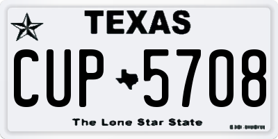 TX license plate CUP5708