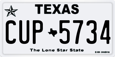 TX license plate CUP5734