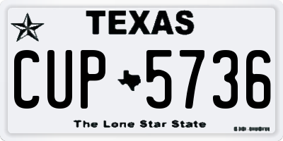 TX license plate CUP5736