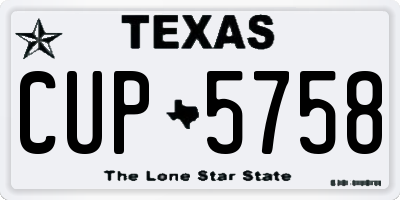 TX license plate CUP5758