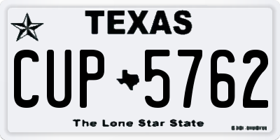 TX license plate CUP5762