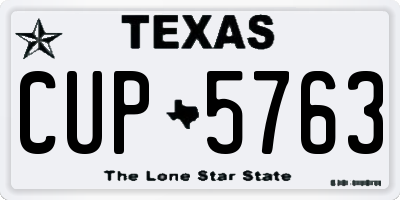 TX license plate CUP5763