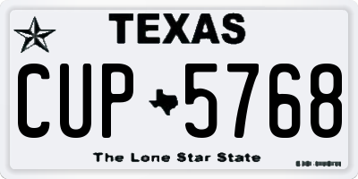 TX license plate CUP5768