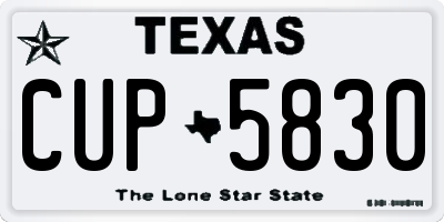 TX license plate CUP5830