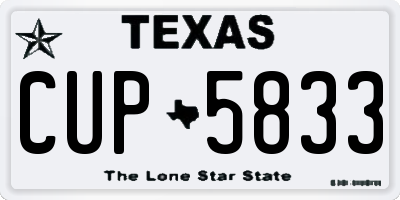 TX license plate CUP5833